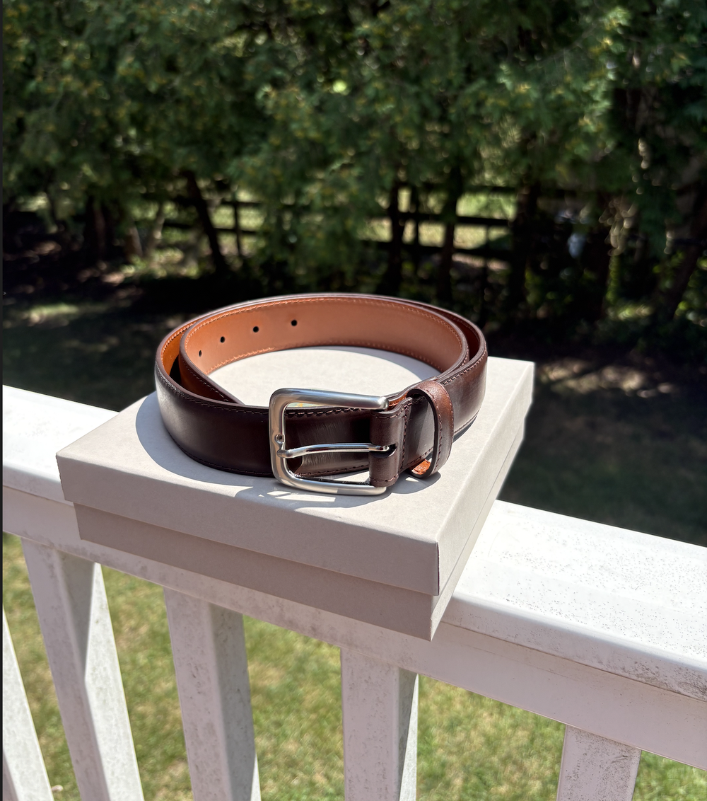 Alden Wide Belt with Nickel Buckle (Brown Chromexcel) — mouldedshoe